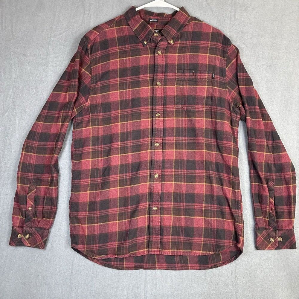 O'Neill Shirt Mens Large Red Fleece Flannel Snap Button Shacket Surf Skate